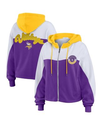 Women's Purple/White Minnesota Vikings Plus Size Color Block Full-Zip Hoodie