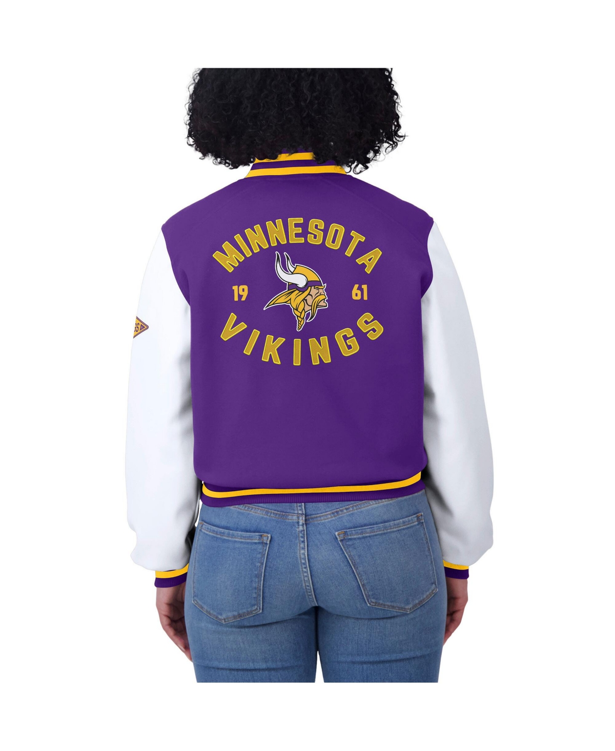 Wear by Erin Andrews Women'sWhite Minnesota Vikings Varsity Full-Zip Jacket - Purple, White