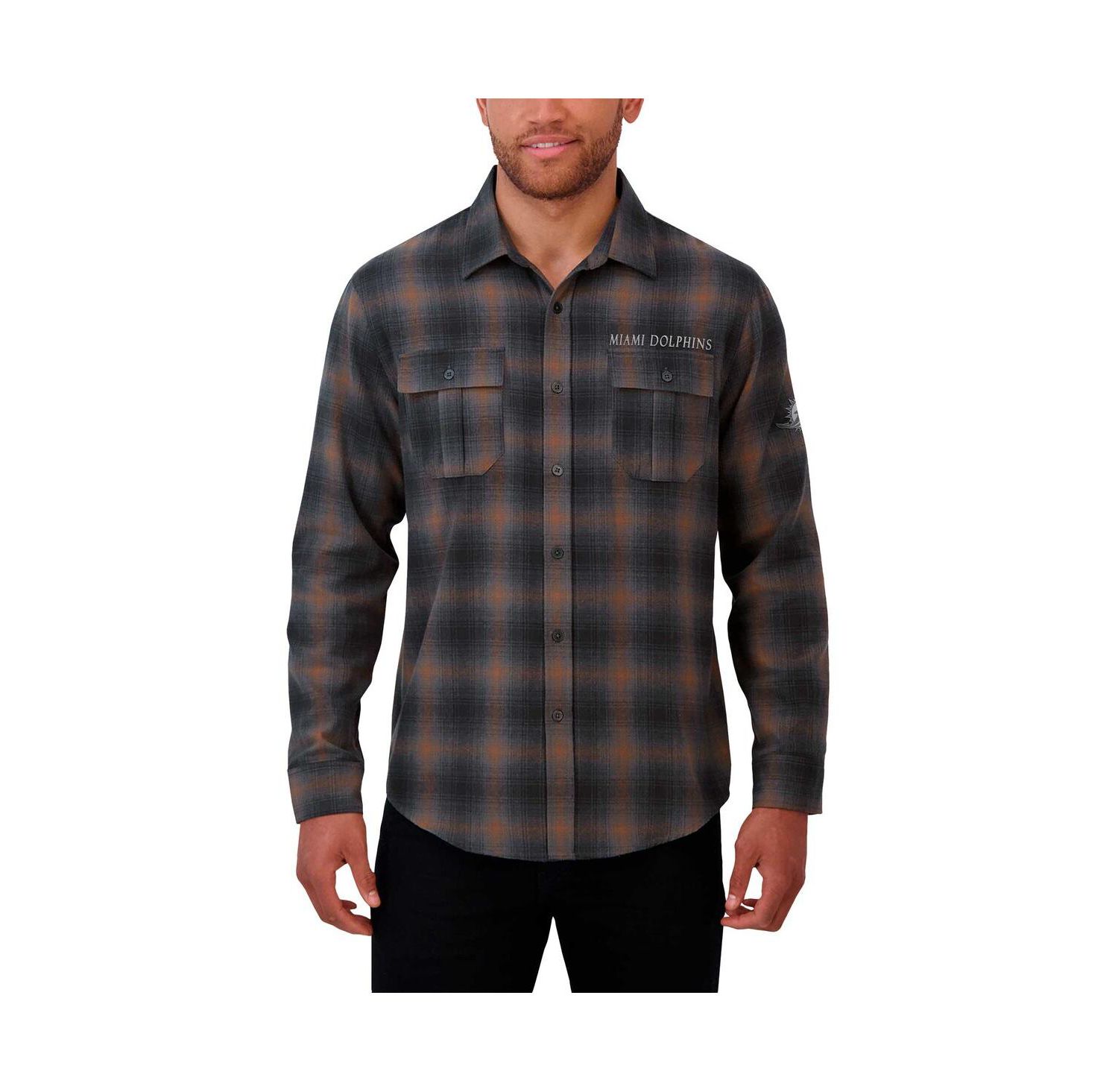 Men's Charcoal Miami Dolphins Classic Flannel Long Sleeve Button-Up Shirt