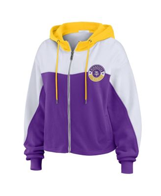 Women's Purple/White Minnesota Vikings Plus Size Color Block Full-Zip Hoodie