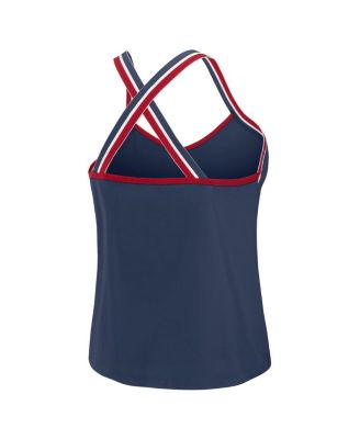 Women's Navy Atlanta Braves Cross Strap Tank Top
