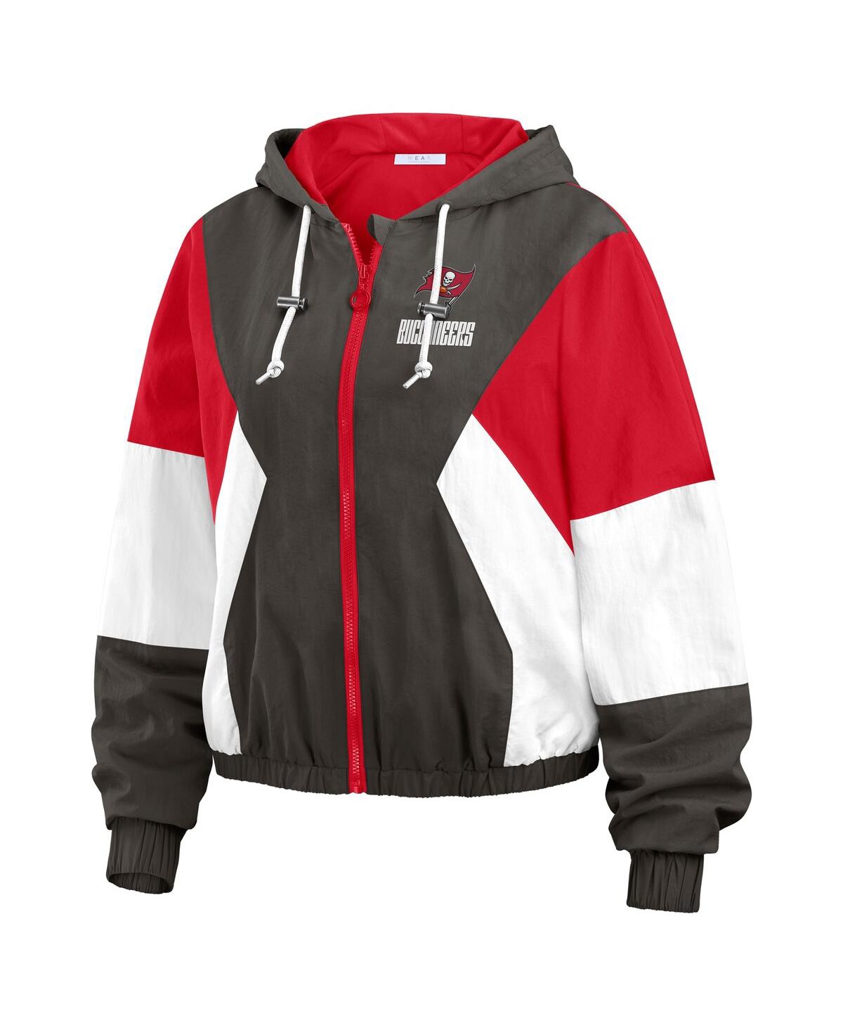 Wear By Erin Andrews Women's Red Tampa Bay Buccaneers Color Block Full-zip Windbreaker Jacket In Red,scarlet