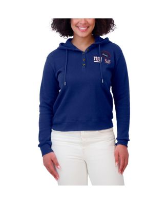Women's Royal New York Giants Waffle Hoodie Pullover Top