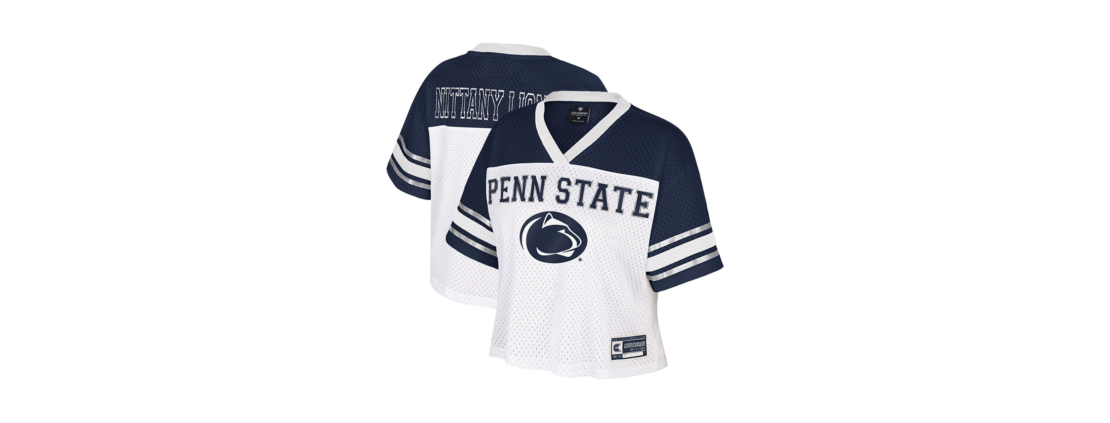 Colosseum Women's White Penn State Nittany Lions Treasure Cropped Football Jersey