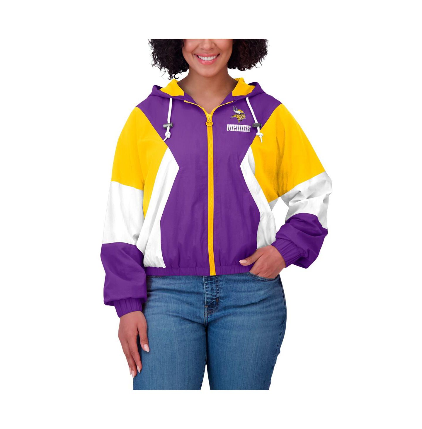 Женская куртка WEAR by Erin Andrews Purple Minnesota Vikings Color Block Full-Zip Windbreaker — фото 5