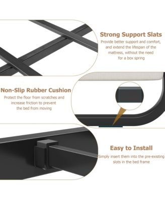 Queen Size Bed Frame with Upholstered Headboard and Footboard, Heavy Duty Platform Metal Bed Frame
