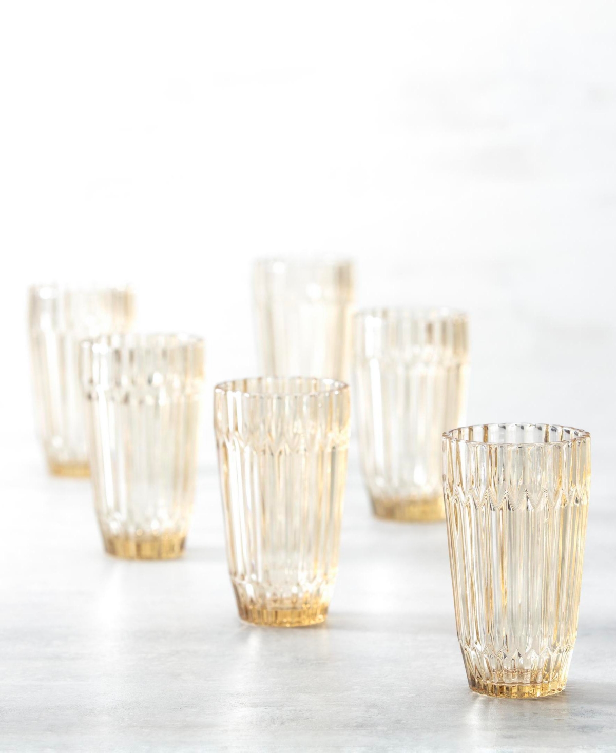 Fortessa Archie Set Of 6 Green Iced Beverage Glasses In Ginger Gold