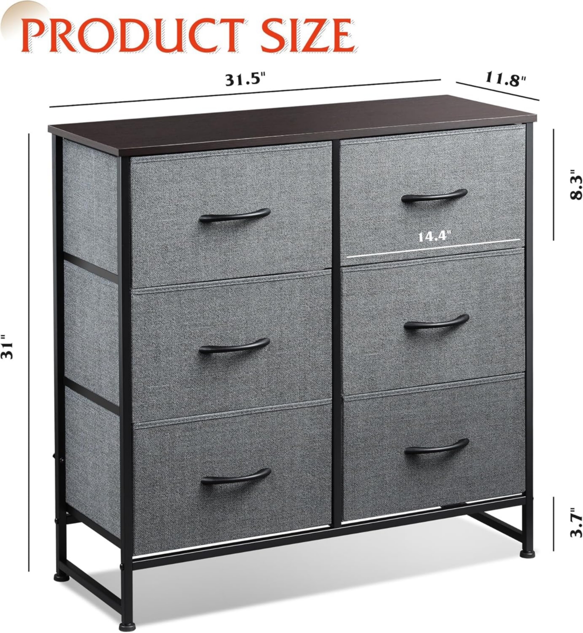 Wlive Fabric Dresser for Bedroom 6 Drawer Double Dresser Storage Tower with Fabric Bins Chest of Drawers for Closet Living Room Hallway
