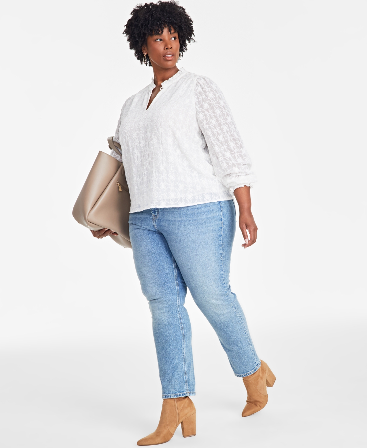 On 34th Trendy Plus Size Embroidered Chiffon Top, Exclusively at Macy's