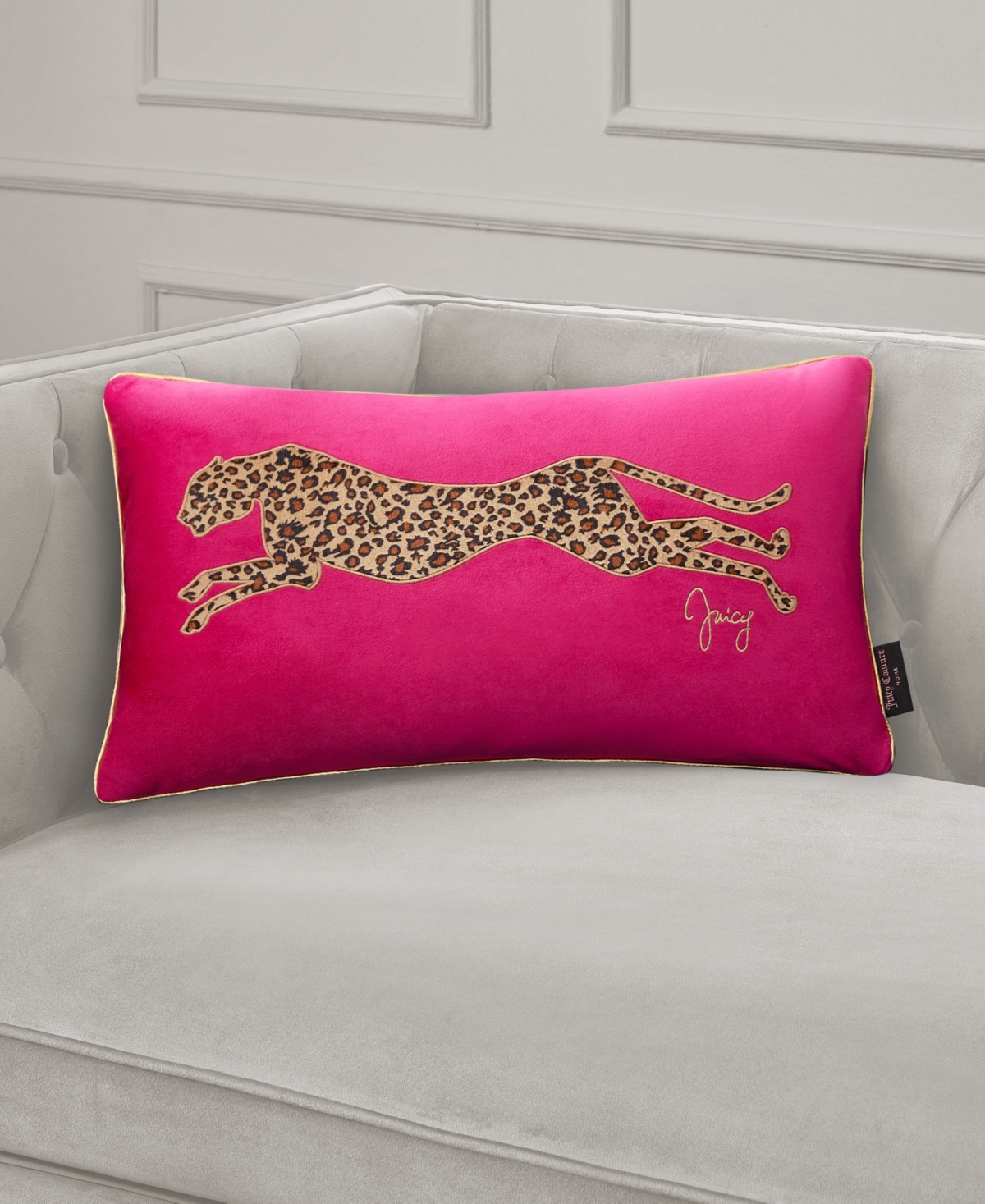 Juicy Couture Velvet Cheetah Decorative Pillow, 14" X 24 In Hot Pink