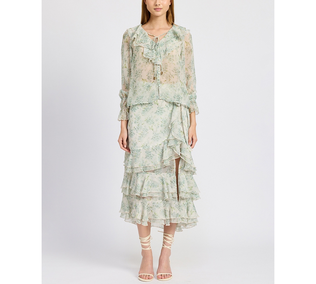 En Saison Women's Marlene Floral Ruffle-Tiered Maxi Skirt