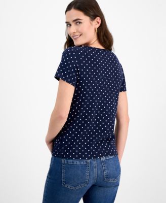 売れ筋商品|||スタイルアンドコー カットソー トップス レディース Women's Printed Scoop-Neck Short-Sleeve Top, Exclusively at Macy's Blue Combo 26757311_fpx.tif?$filterlrg$&