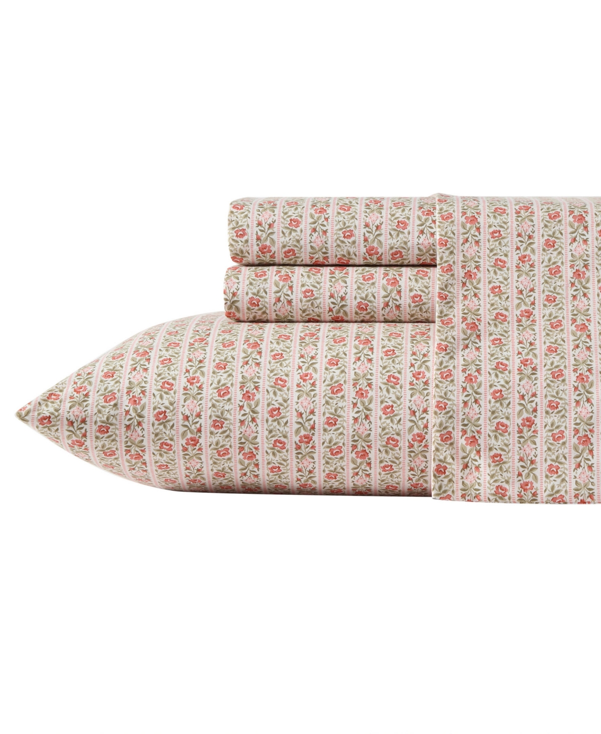 Laura Ashley 200-thread Cotton 3 -pc. Sheet Set, Twin Xl In Marta Stripe