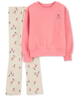 Carter's - Little Girls Cherry Double-Knit Pullover Top & Flare Leggings