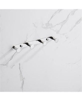 Heavy-Duty 304 Stainless Steel Towel Rack – 4 Hooks for Bathroom Accessories, Robes, and Coats