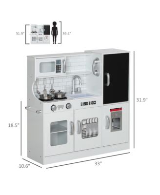 Play Kitchen, Kids Kitchen Playset w/ Play Phone & Chalkboard,
