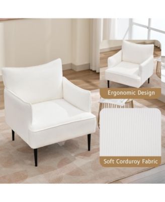 Modern Accent Chair, Corduroy Chair for Living Room, Comfortable Armchair for Bedroom, Reading, Waiting Rooms, and Office Study