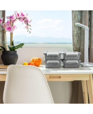 USA 2.7 Qt. Plastic Storage Bins with Lids, Secure Latch, Gray 4Pk