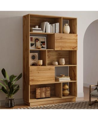 8-Shelf and 2-Cabinet Tall Bookcase with Doors