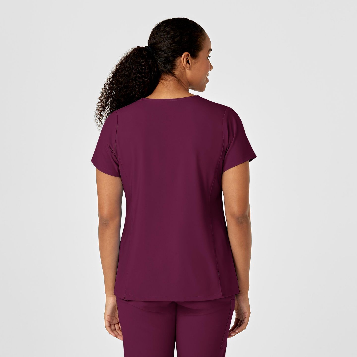 Женский топ Wink Plus Size W123 Y-Neck Wrap Scrub, цвет: Винный — фото 3