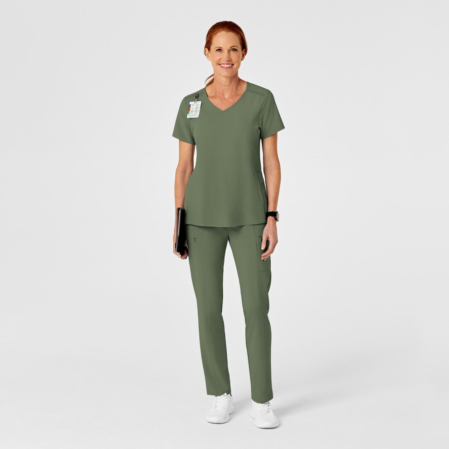 Женские брюки Wink Plus Size Renew High Waist Slim Leg Scrub Pant Regular, цвет: Оливковый — фото 3