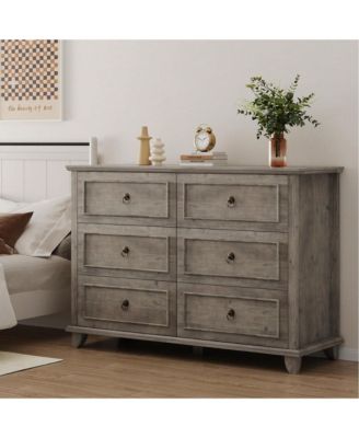 6 Drawer Dresser For Bedroom, Wood Dresser, Bedroom Dresser, Double Dresser, Living Room, Easy Pull Handle, Sturdy Steel Frame, Farmhouse Dresser Organizer For Closet
