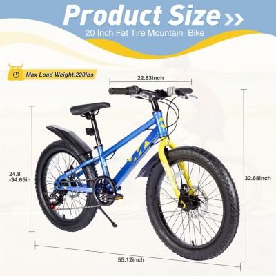 Streamdale Kids' Fat Tire Mountain Bike with Dual-Disc Brakes