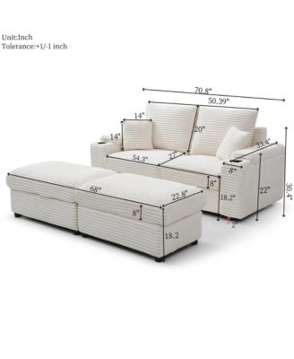 Cozy Loveseat Sectional with Ottomans and Pillows