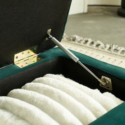 Streamdale 47'' Velvet Storage Ottoman, Gold Accents