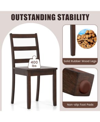 Set of 4 Dining Chairs Ladder Back Armless Side Chair w/ Solid Rubber Wood Legs