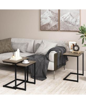 3 Pcs Nesting Coffee End Table Set Stacking Side Nightstand Living Room Rustic