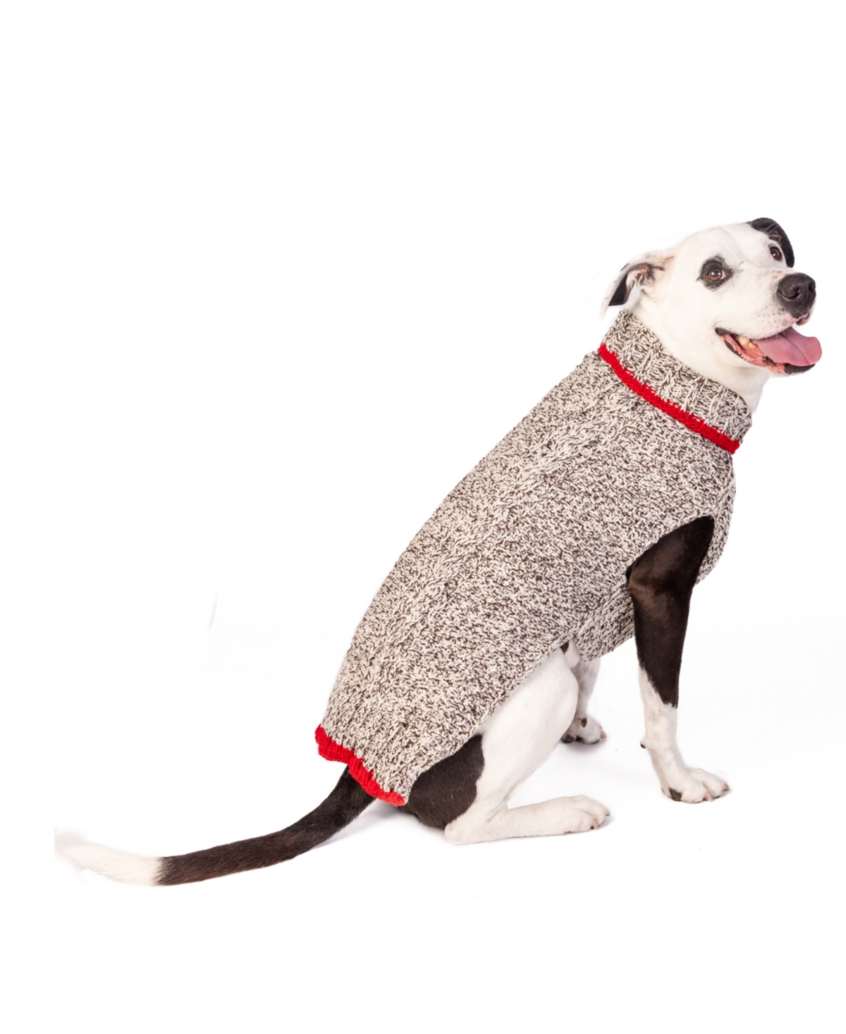 Chilly Dog M Oatmeal Cable W Red Trim -khaki