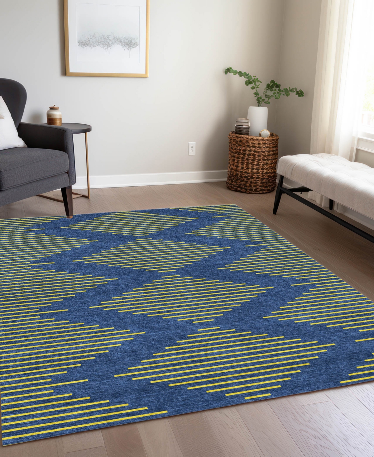 Addison Chantille Machine Washable Acn1017 9'x12' Area Rug In Navy