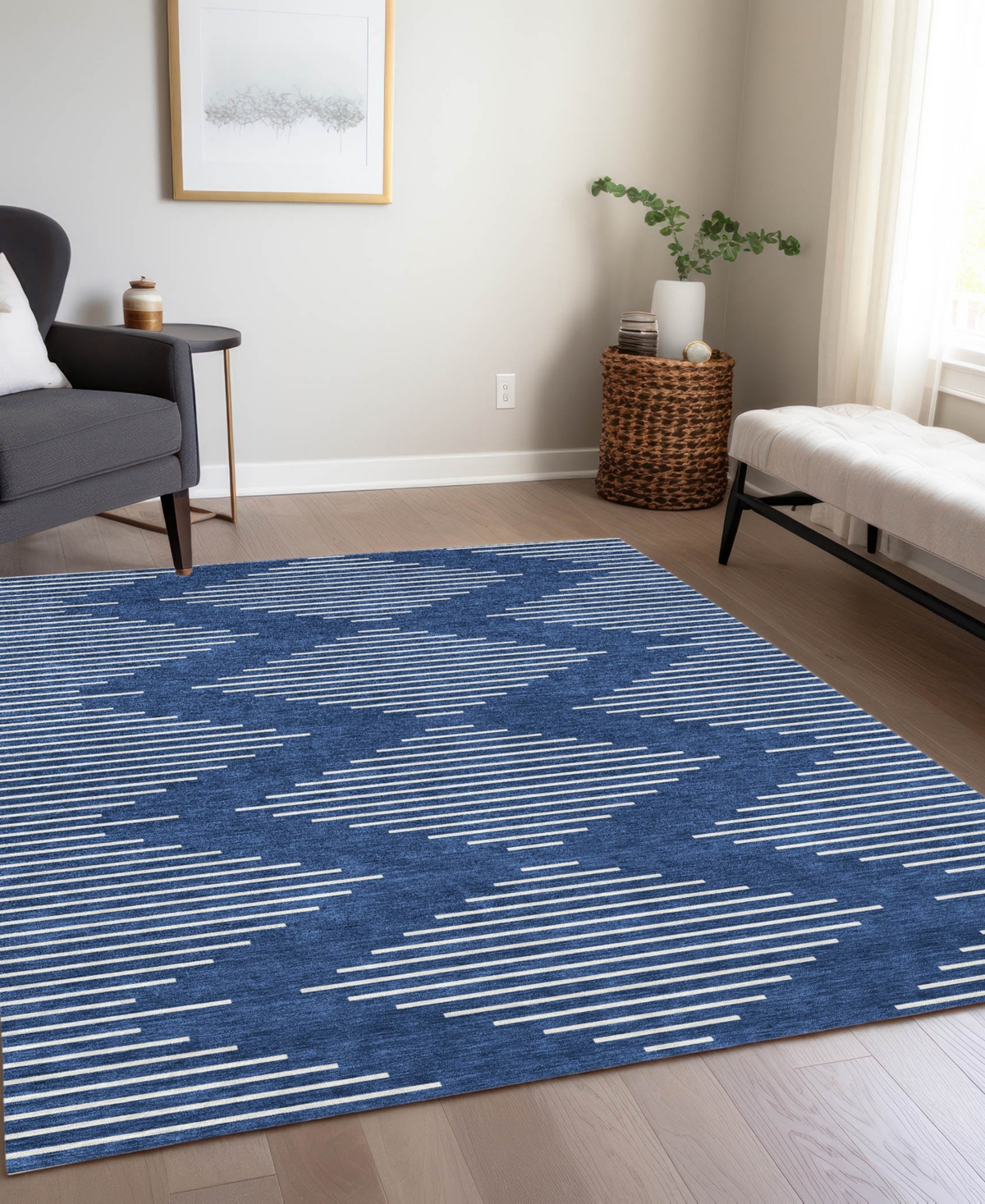 Addison Chantille Machine Washable Acn1016 9'x12' Area Rug In Navy