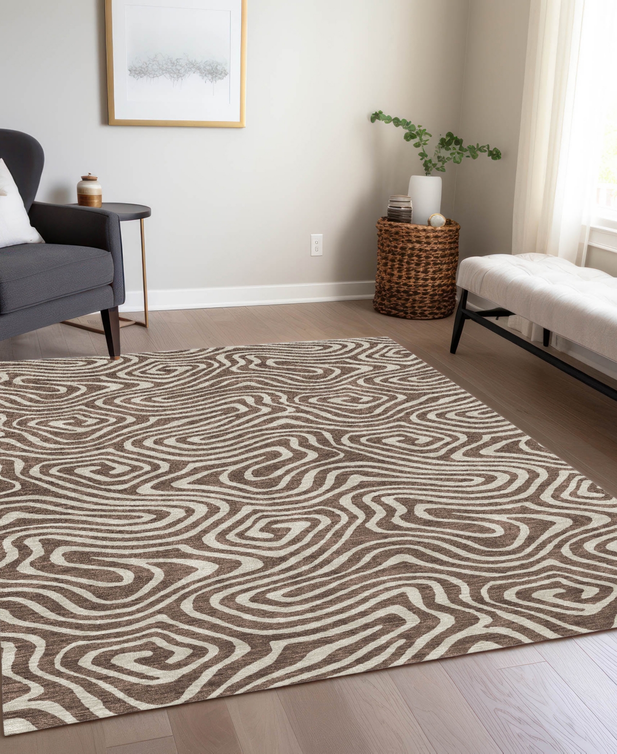 Addison Chantille Machine Washable Acn1020 8'x10' Area Rug In Brown