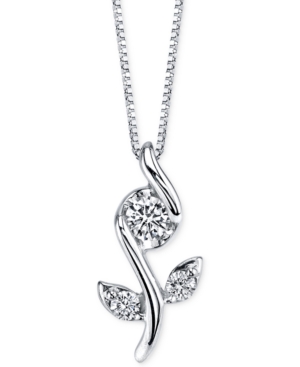 image of Sirena Diamond Flower Pendant Necklace (1/8 ct. t.w.) in 14k White Gold