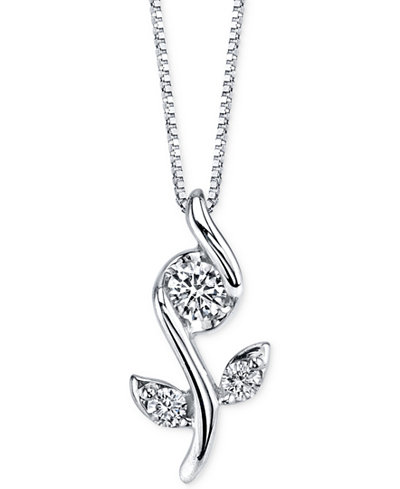 Sirena Diamond Flower Pendant Necklace (1/8 ct. t.w.) in 14k White Gold