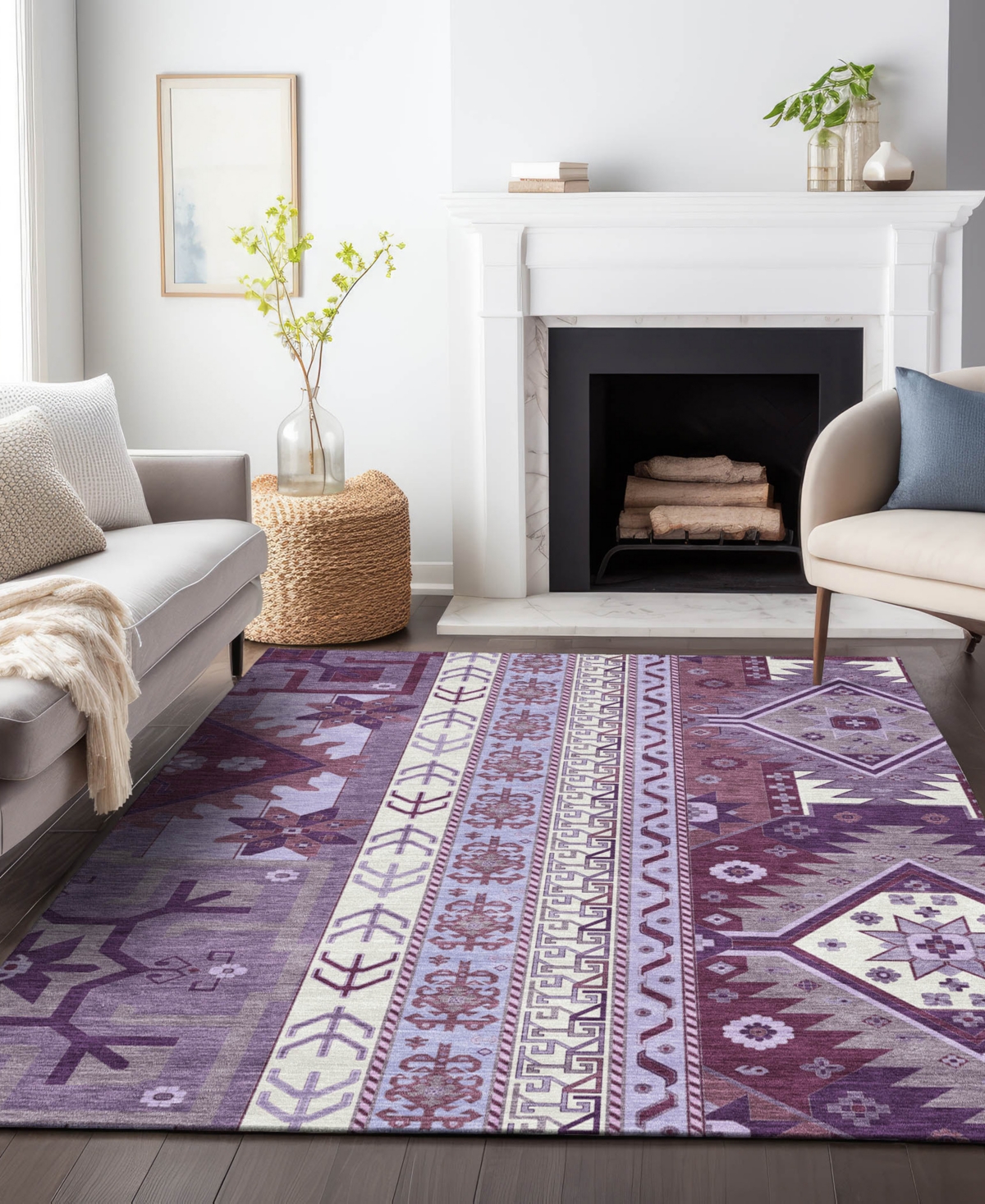 Addison Chantille Machine Washable Acn1015 9'x12' Area Rug In Purple