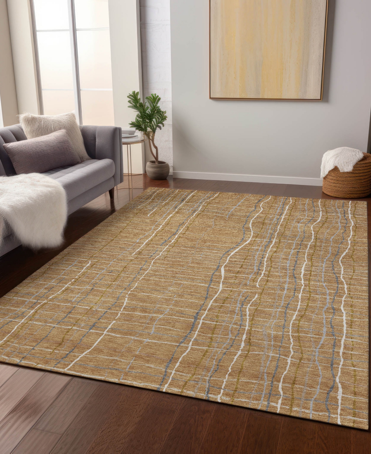 Addison Chantille Machine Washable Acn998 8'x10' Area Rug In Gold