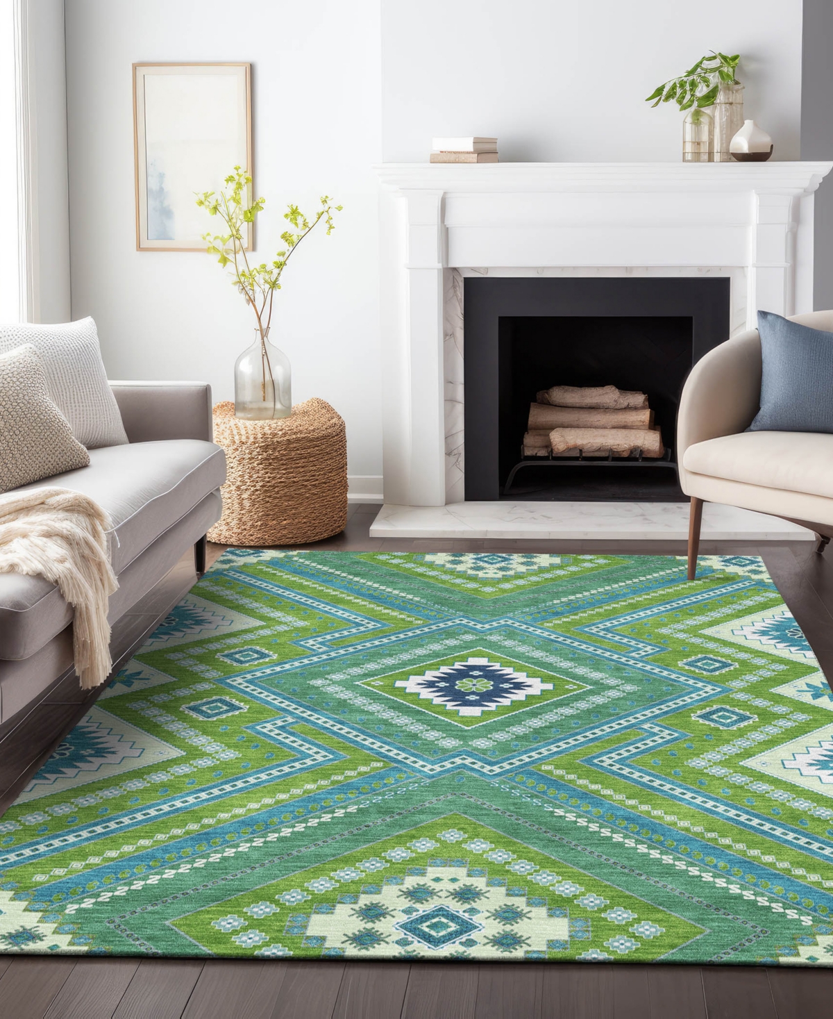 Addison Chantille Machine Washable Acn1010 5'x7'6" Area Rug In Lime