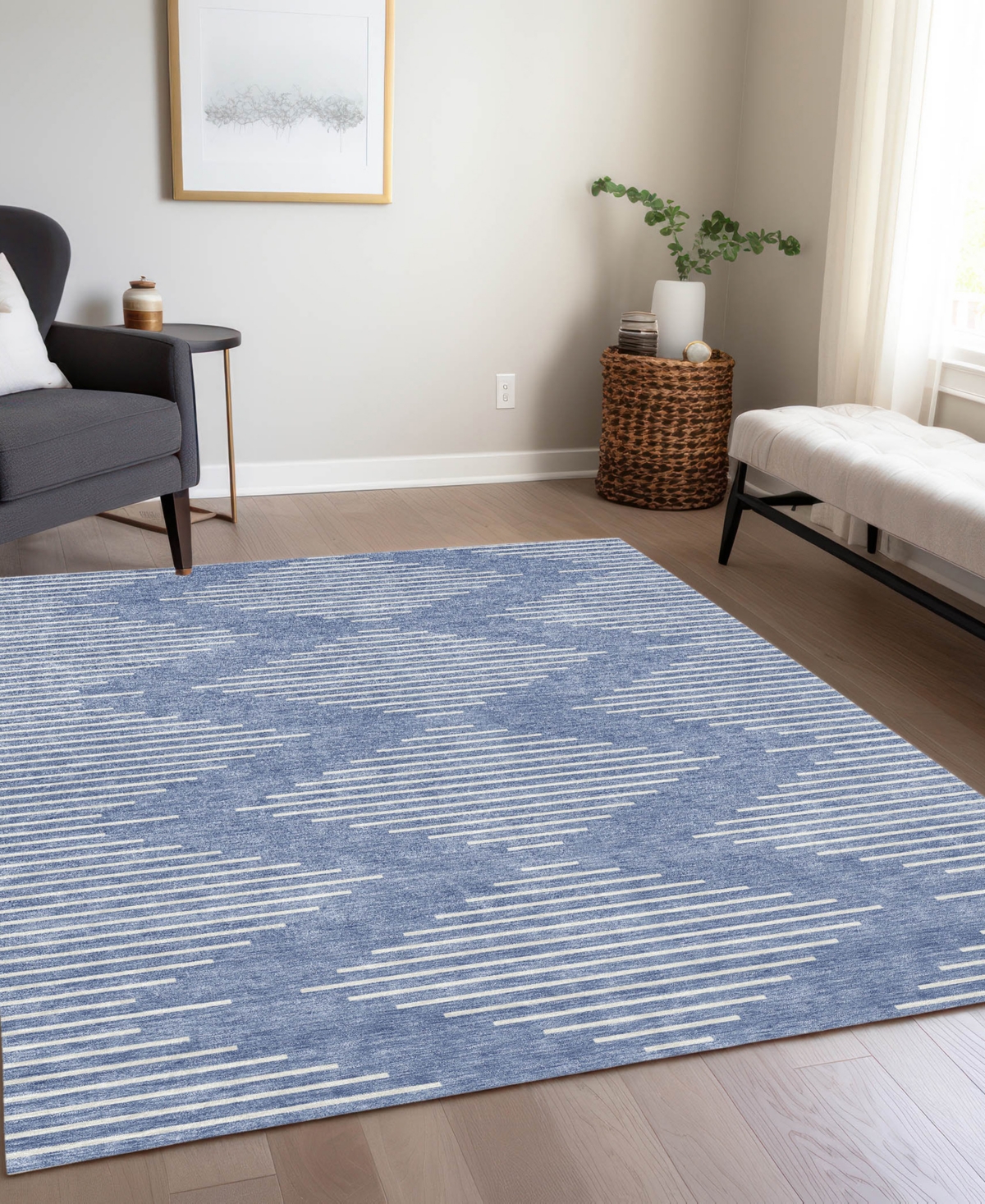 Shop Addison Chantille Machine Washable Acn1016 3'x5' Area Rug In Denim