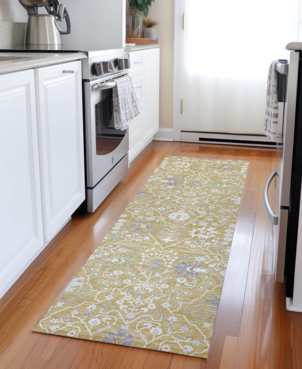 Addison Chantille Machine Washable Acn1009 2'3"x7'6" Runner Area Rug In Gold