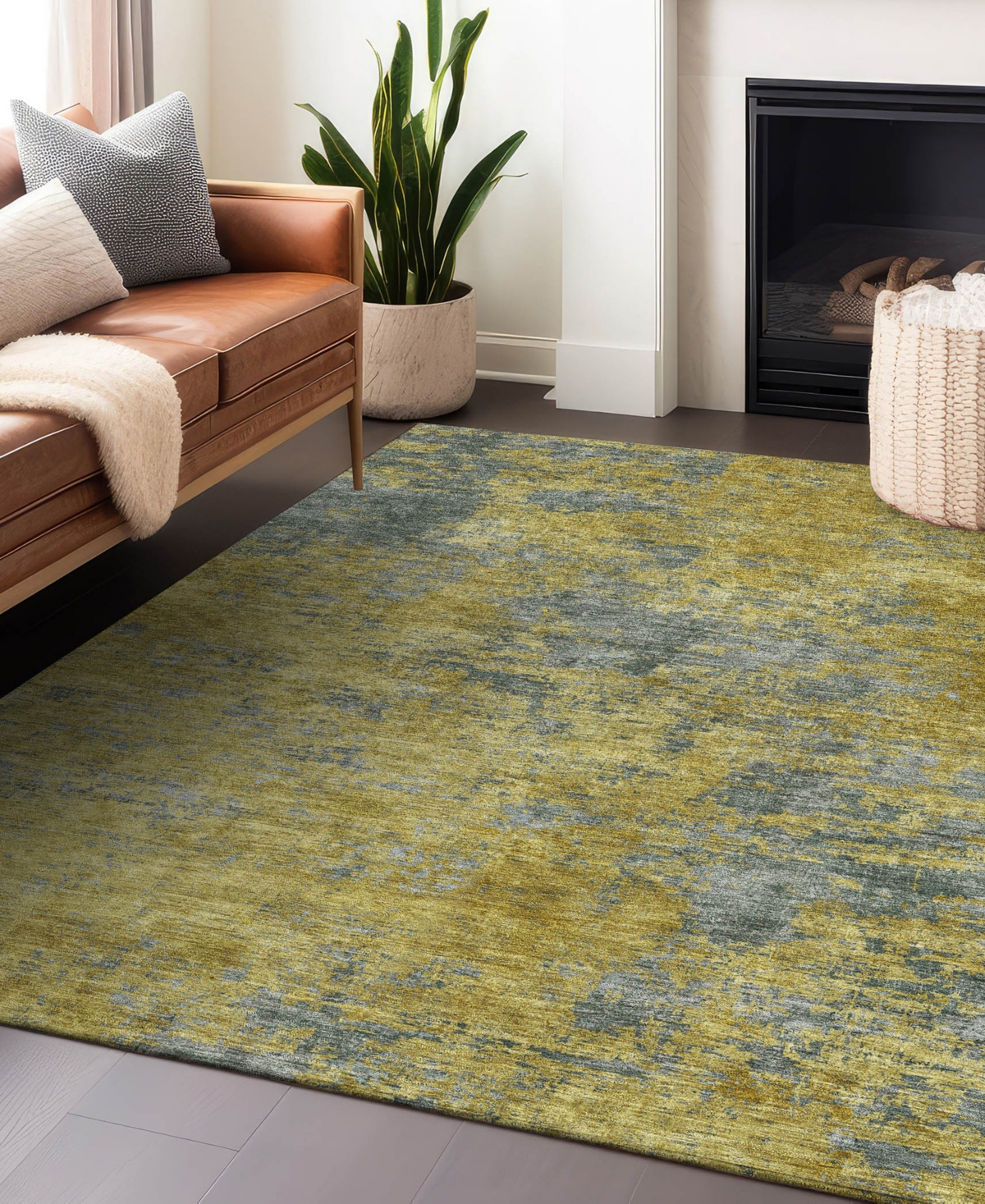 Addison Chantille Machine Washable Acn1093 8'x10' Area Rug In Gold