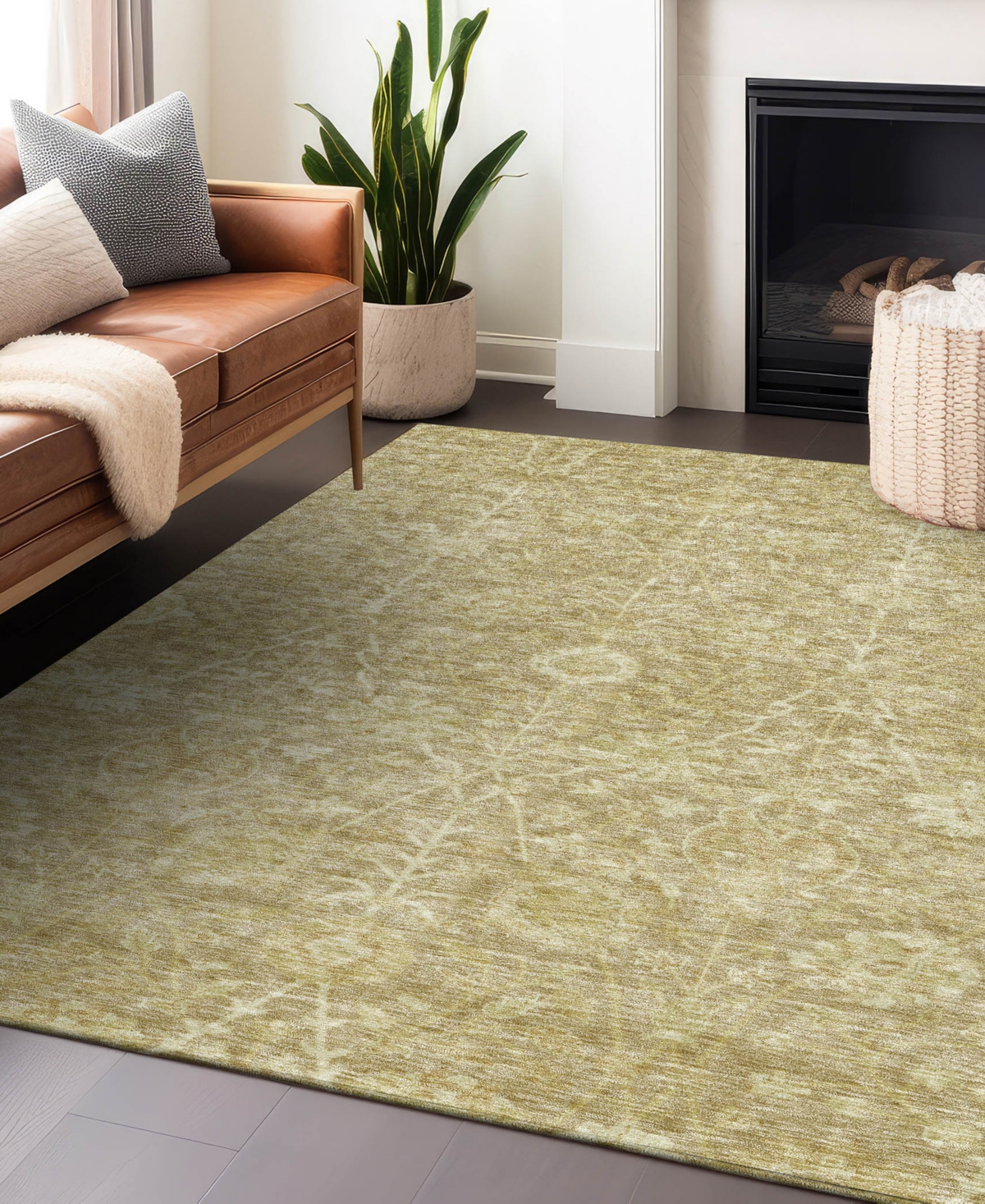 Addison Chantille Machine Washable Acn1086 5'x7'6" Area Rug In Tan