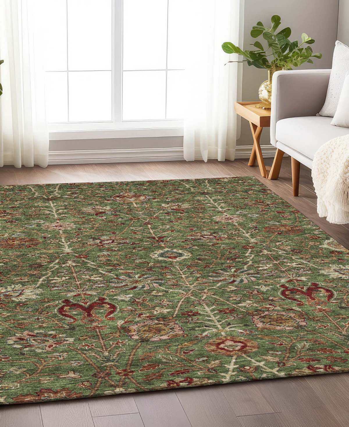 Addison Chantille Machine Washable Acn1085 3'x5' Area Rug In Moss