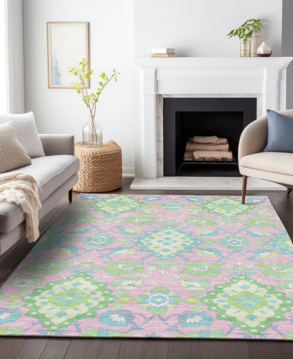 Addison Chantille Machine Washable Acn1002 5'x7'6" Area Rug In Pink
