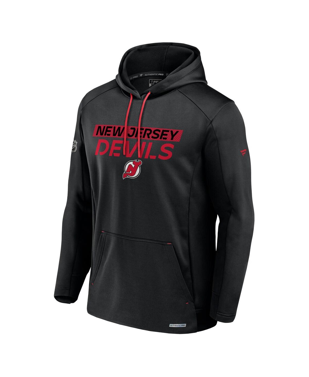 Fanatics Men's Black New Jersey Devils Authentic Pro Rink Fleece Pullover Hoodie In Black