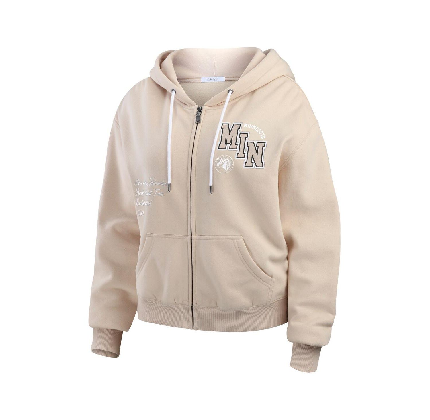 Women's Tan Minnesota Timberwolves Tonal Felt Patch Full-Zip Hoodie