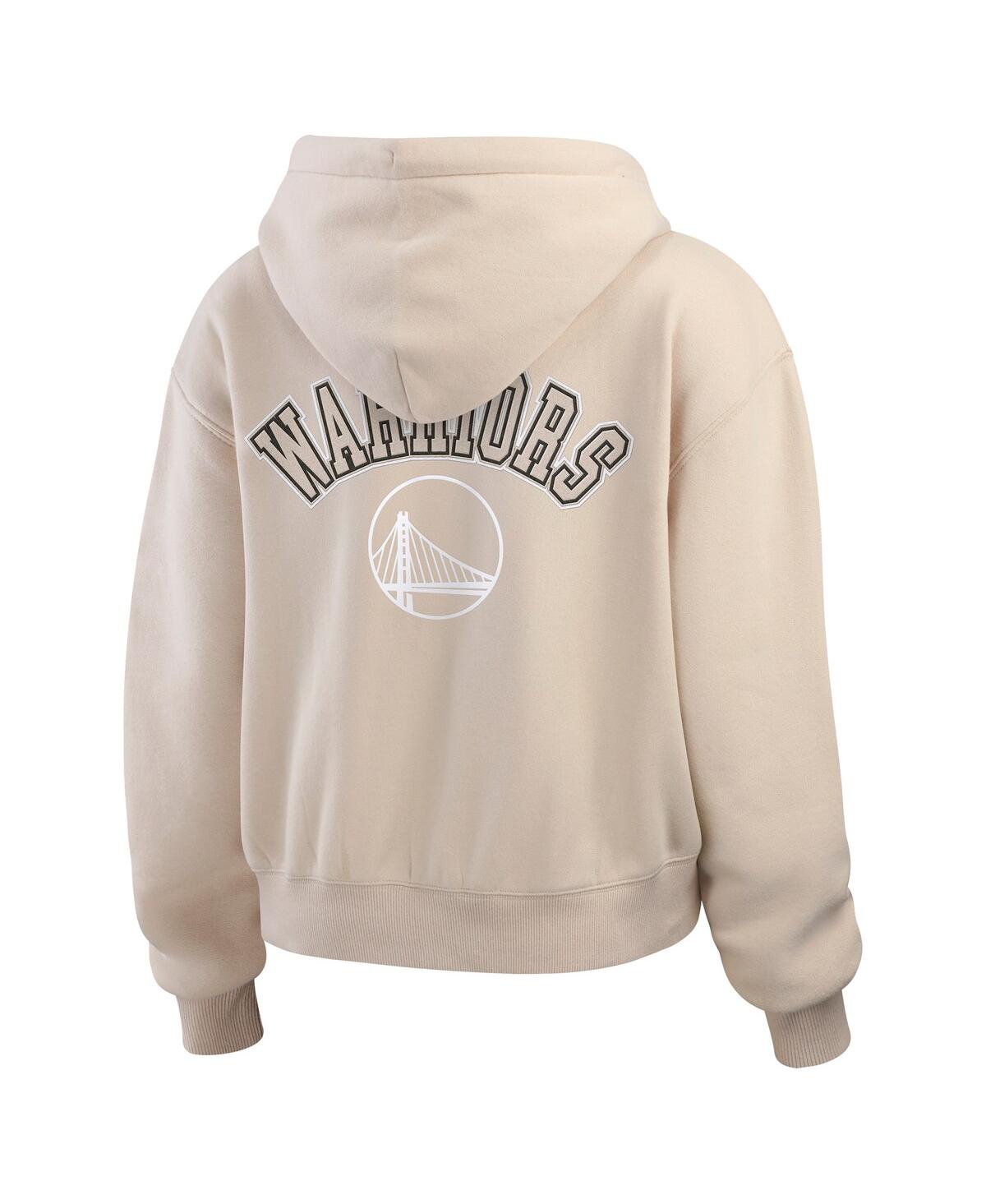 Wear By Erin Andrews Cream Golden State Warriors Plus Size Tonal Felt Patch Full-zip Hoodie In Tan