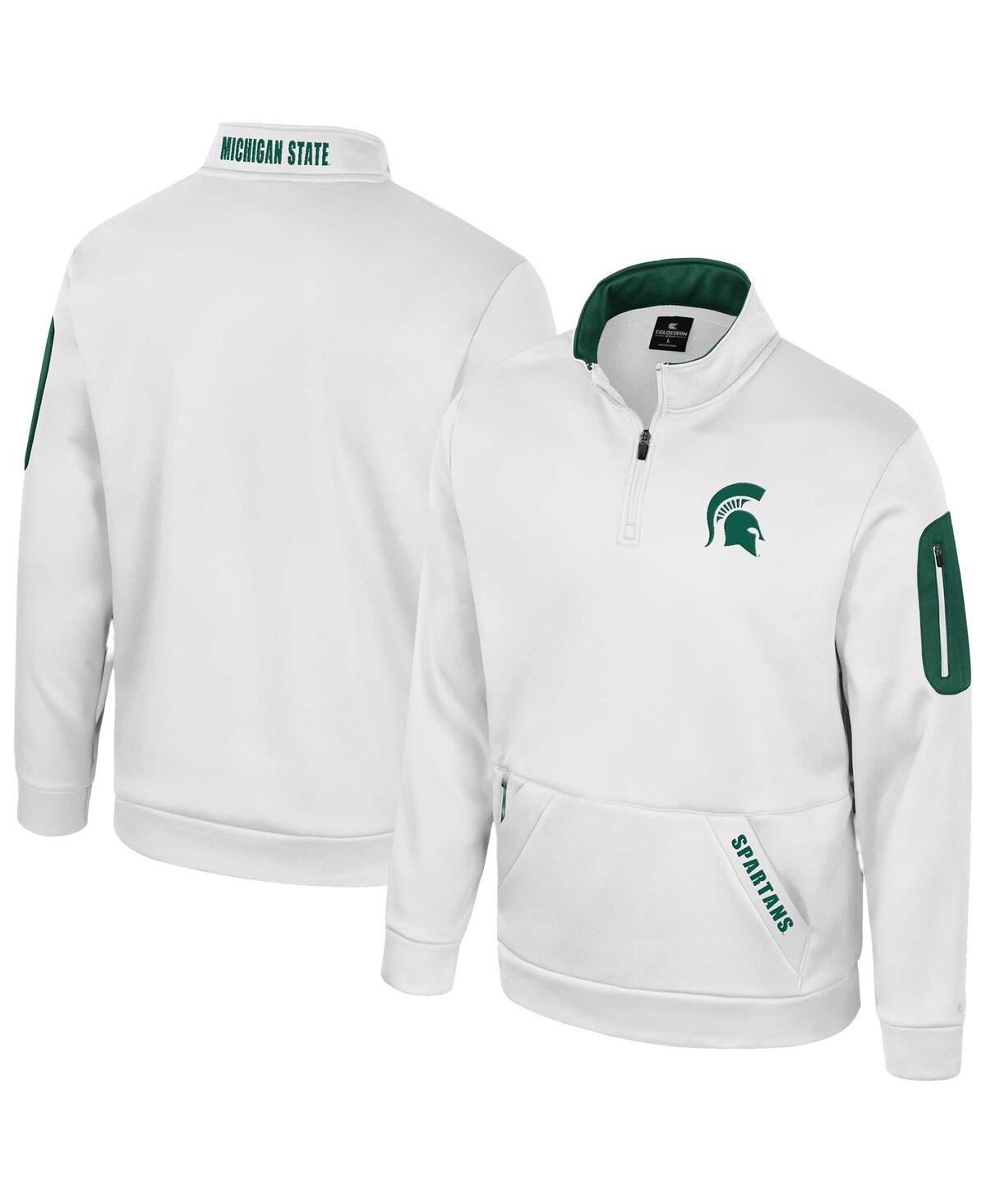 Colosseum Men's White Michigan State Spartans Mainframe Quarter-Zip Fleece Jacket